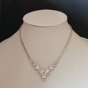 Crystal Couture Silver Clear Diamanté Rhinestone Bridal Wedding Collier Necklace